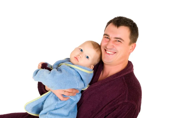 Vader en zoon badjas — Stockfoto