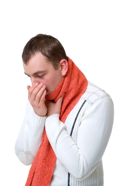 Coughing sick man — Stock Photo, Image