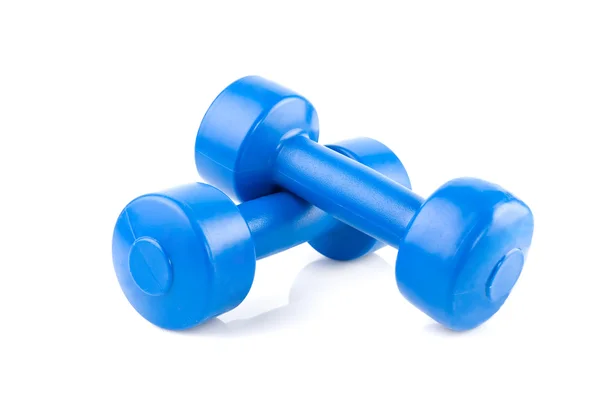 stock image Two blue dumbbells