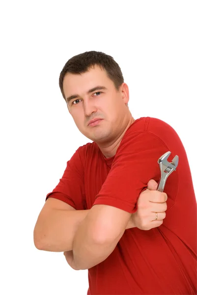 Man with spanner — Stock Photo, Image