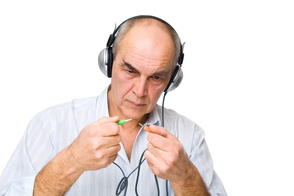 Muž v sluchátka — Stock fotografie