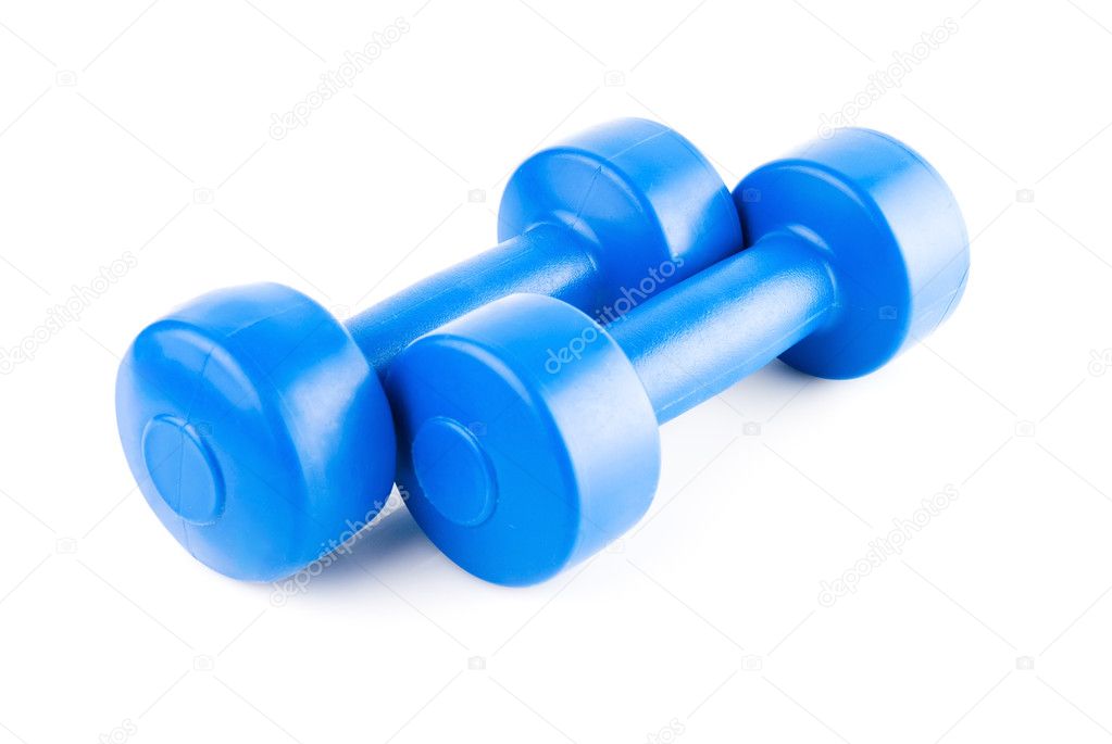 Blue dumbbells with shadow