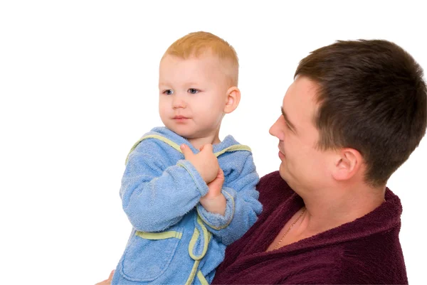 Father and son after a shower — Stock Photo, Image