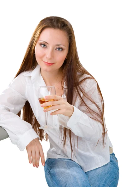 Девушка с бокалом вина Стоковое Изображение