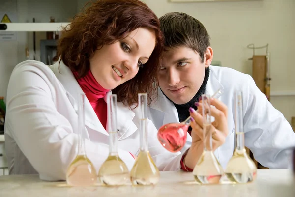 Young scientists in laboratory Royalty Free Stock Images