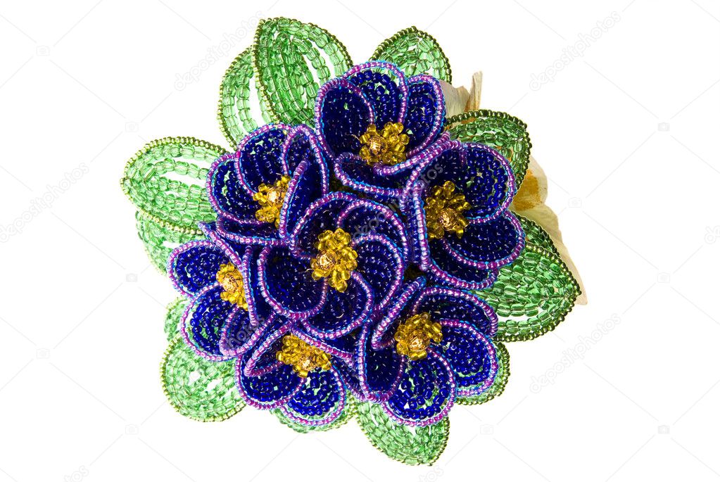 Purple beads flower with green leafs