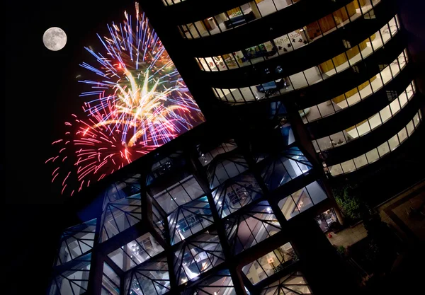 stock image Fireworks at an Office Building