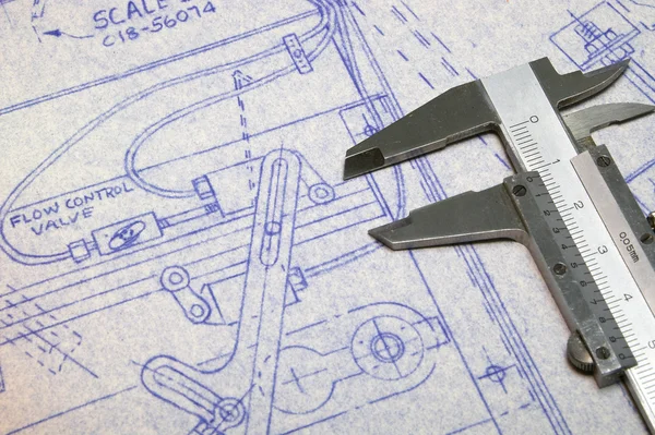 stock image Calipers and Blueprint