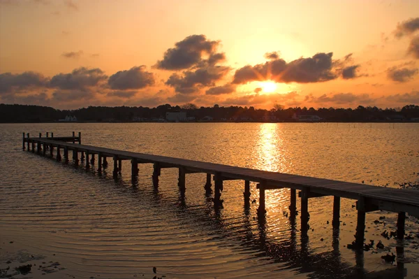 stock image Sunrise or Sunset over a Pier