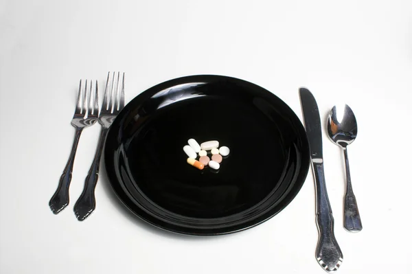 Receptę tabletki obiad — Zdjęcie stockowe