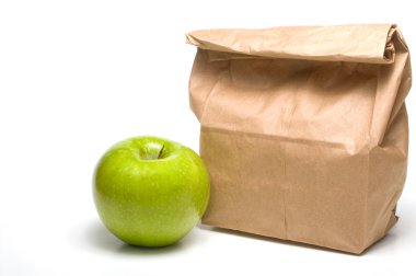 Bag Lunch and an Apple clipart