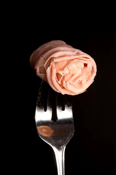 Ham op een vork — Stockfoto