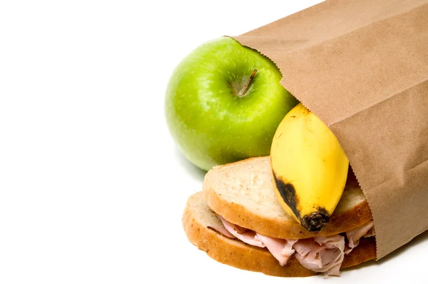Hnědá taška oběd — Stock fotografie