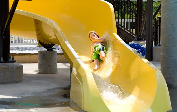 Boy on a Waterslide — Stock Photo, Image