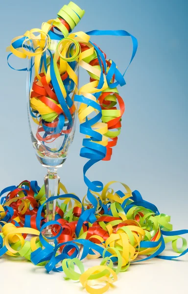 Wine Flute and Streamers — Stock Photo, Image