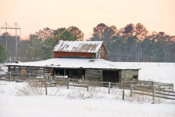 Old Horse Stable in the Snow — Stock Photo, Image