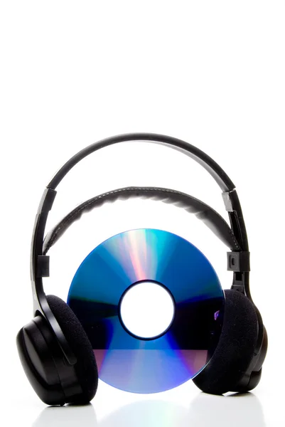 Fejhallgató és cd — Stock Fotó