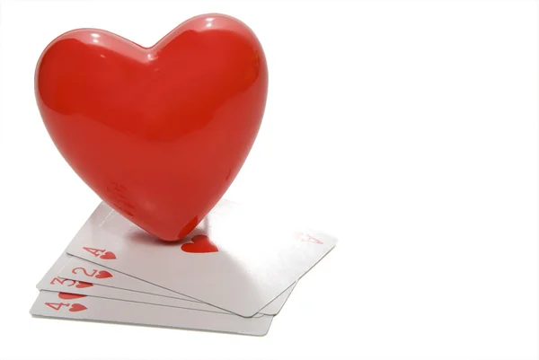 Herz und Spielkarten — Stockfoto