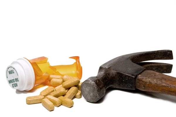 Smashed Pill Bottle — Stock Photo, Image