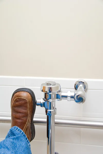 Een toilet spoelen — Stockfoto