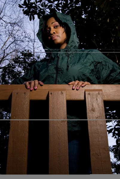 Woman in Raincoat — Stock Photo, Image