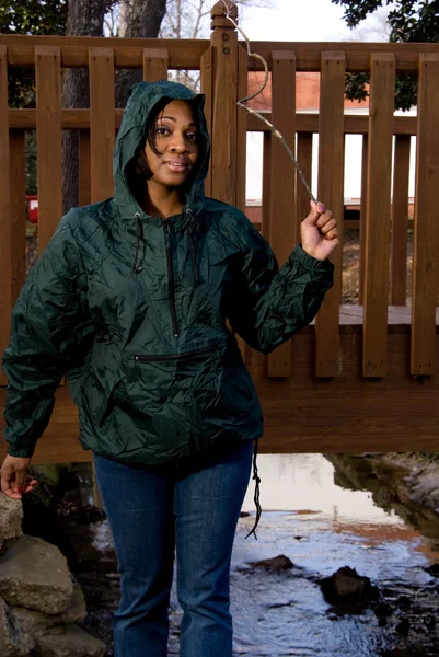 Woman in Raincoat — Stock Photo, Image