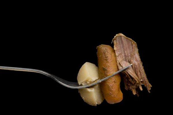 Stekt nötkött morot potatis — Stockfoto