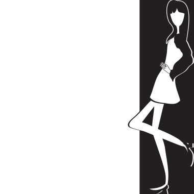 Black and white card with fashion model clipart