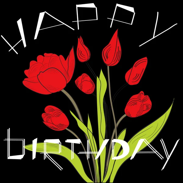 Открытка на день рождения с тюльпанами — стоковый вектор
