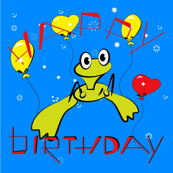 Geburtstagskarte mit Frosch — Stockvektor