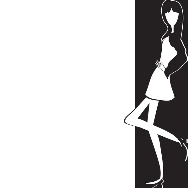 Tarjeta en blanco y negro con modelo de moda — Archivo Imágenes Vectoriales