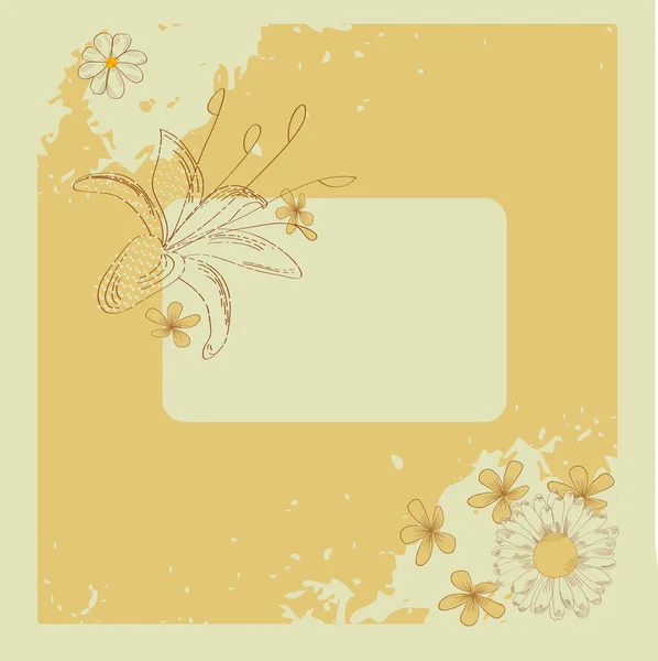 用鲜花的复古风格化的卡 — 图库矢量图片