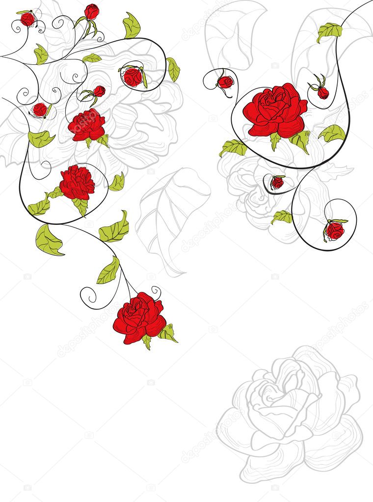 Background with red roses flowers