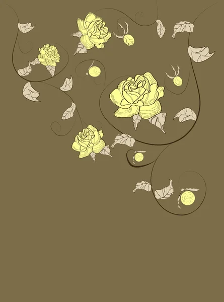 原始背景与黄玫瑰 — 图库矢量图片