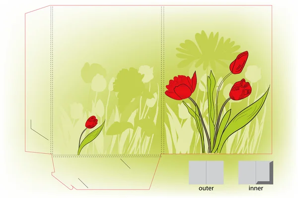 Dossier cadeau avec fleurs de tulipes — Image vectorielle
