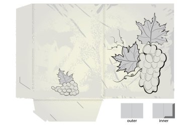 Retro stylized gift folder with grapes clipart