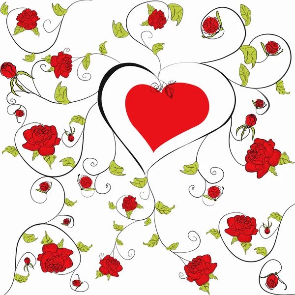 Coração decorativo com ornamento floral —  Vetores de Stock
