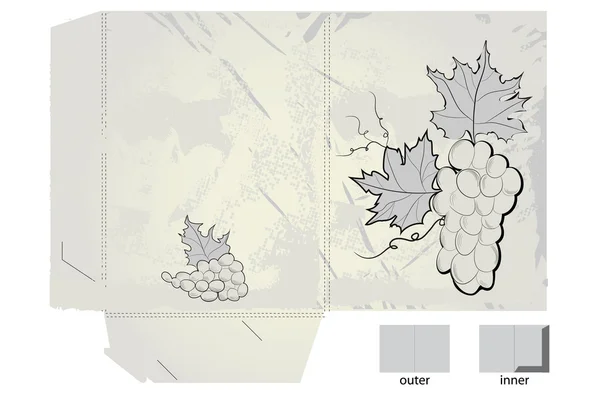 Dossier cadeau stylisé rétro avec raisins — Image vectorielle