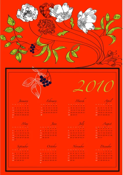 Colorful calendar with flowers — Stock Vector