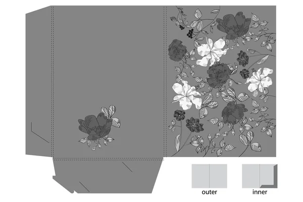 Carpeta decorativa con patrón floral — Vector de stock