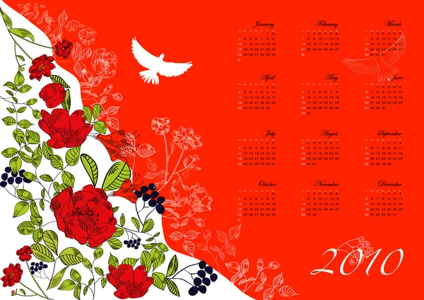 Πολύχρωμο ημερολόγιο με Περιστέρι — Διανυσματικό Αρχείο
