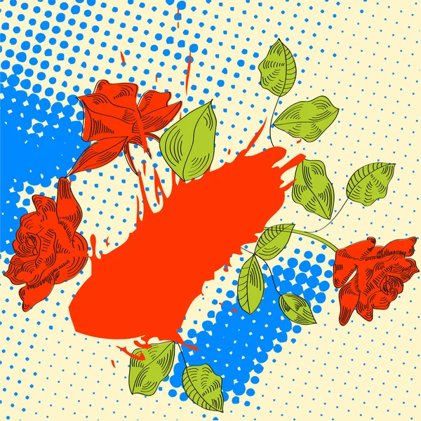 Dekorativní pozadí s růžíローズと装飾的な背景 — Stockový vektor