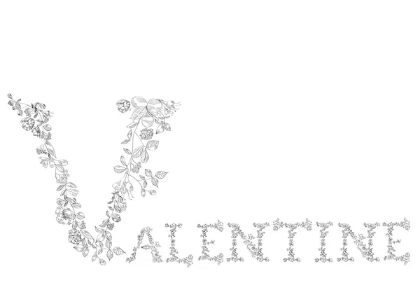 Fonte florale. Lettres Valentine — Image vectorielle