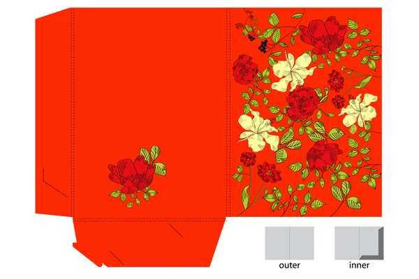 Dossier décoratif avec motif floral — Image vectorielle