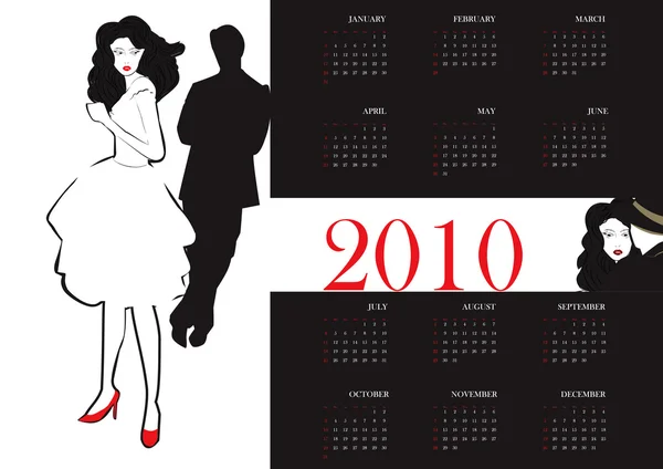 Calendario con pareja — Archivo Imágenes Vectoriales