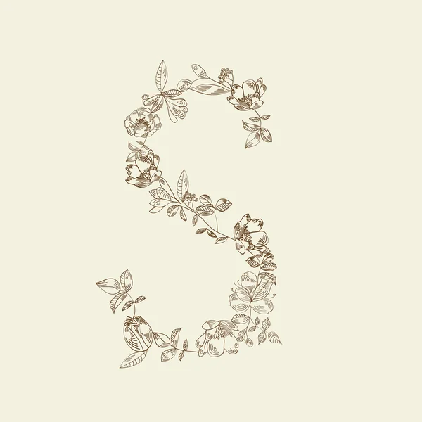 Floral lettertype. brief s — Stockvector