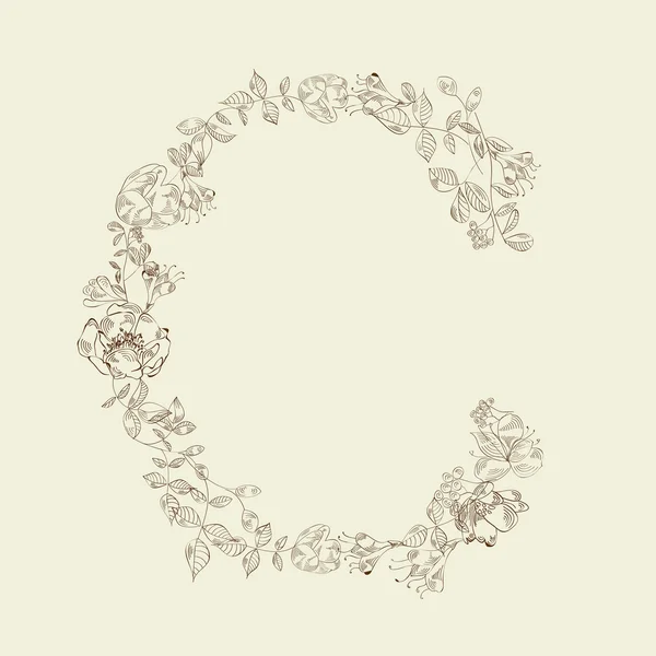 Floral lettertype. alfabet c — Stockvector