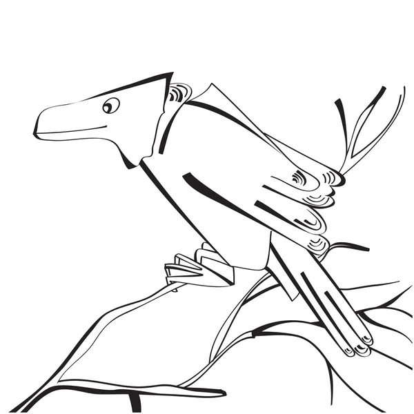 Cuervo se sienta en una rama — Archivo Imágenes Vectoriales