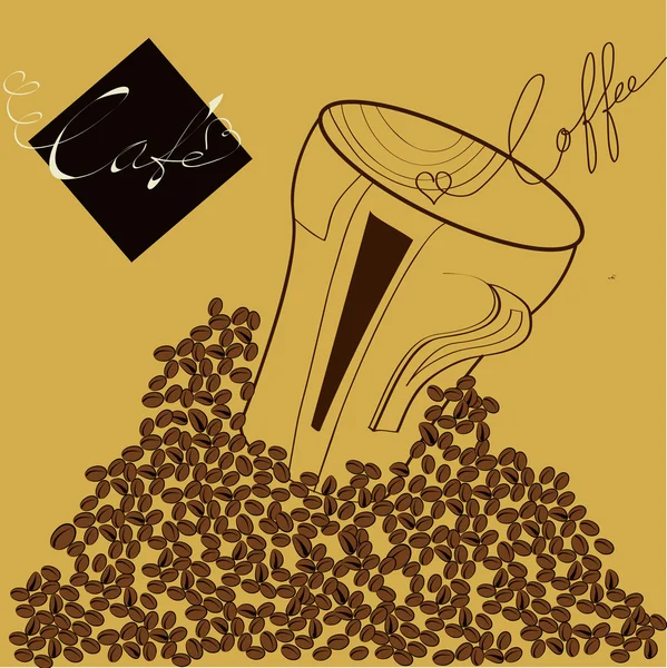 Ilustração com grãos de café — Vetor de Stock