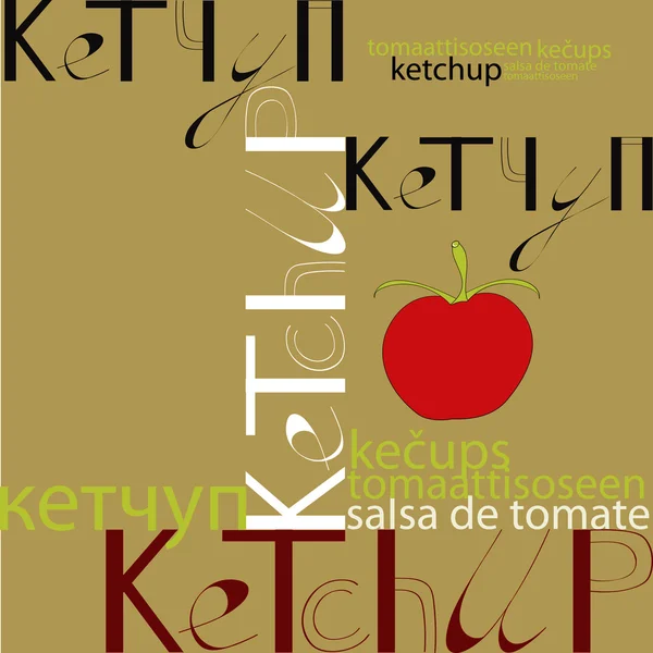 Fondo estilizado con ketchup palabra — Vector de stock